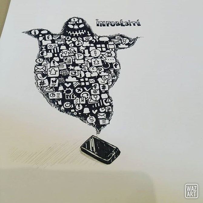 Petit croquis de réunion sur l'infobésité (le trop plein d'infos numériques)